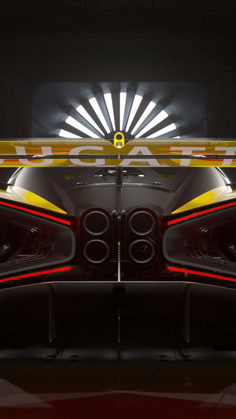 Bugatti Bolide Rear View in Garage 4K Mobile Wallpaper