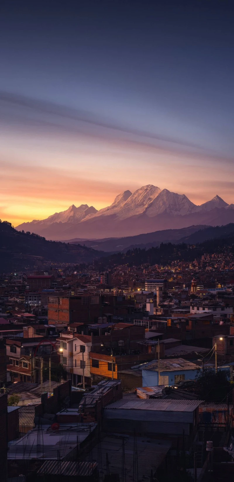 Sunrise over Andean City 4K Mobile Wallpaper