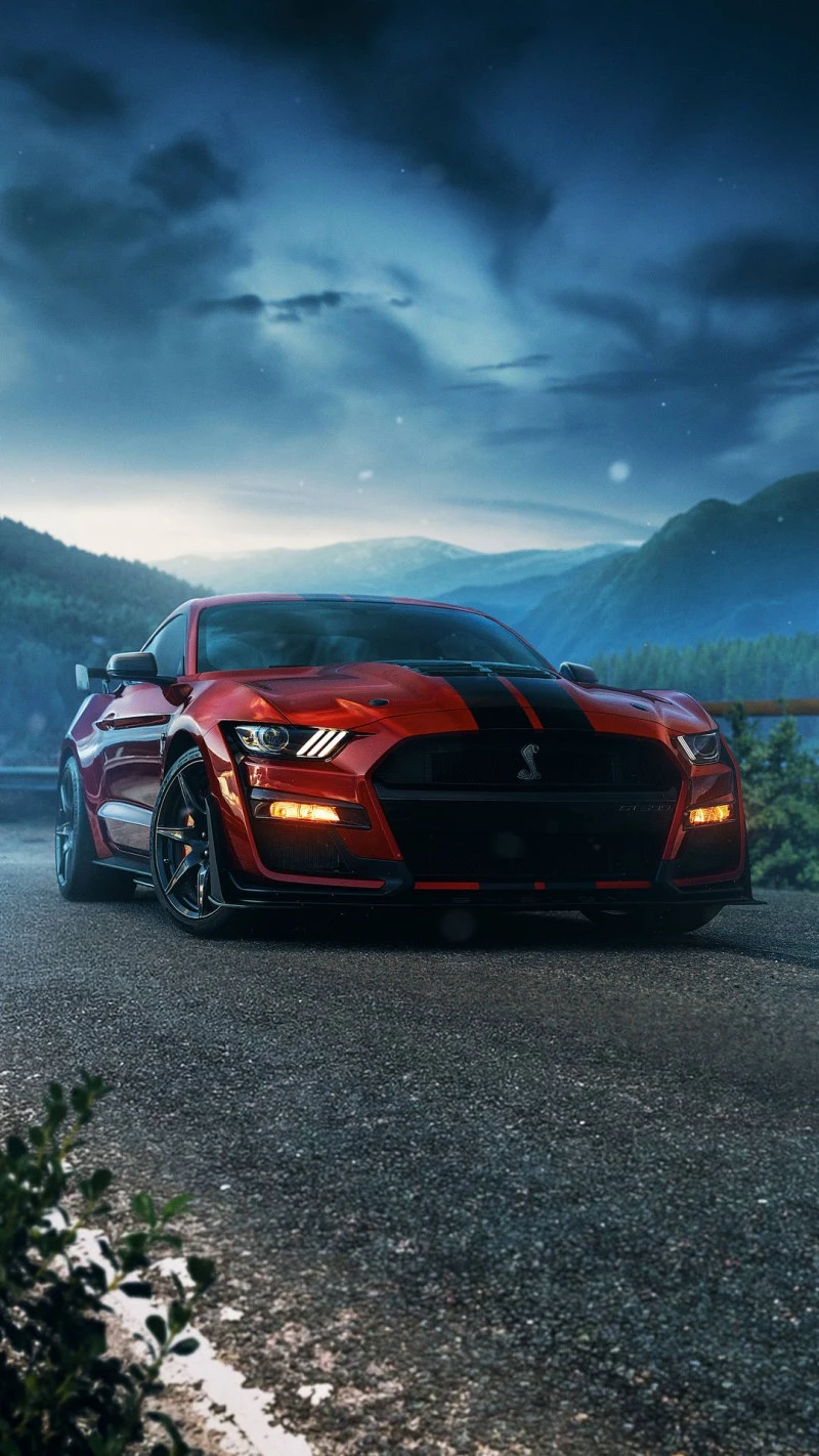 Ford Shelby GT500 in Mountainous Setting 4K Mobile Wallpaper