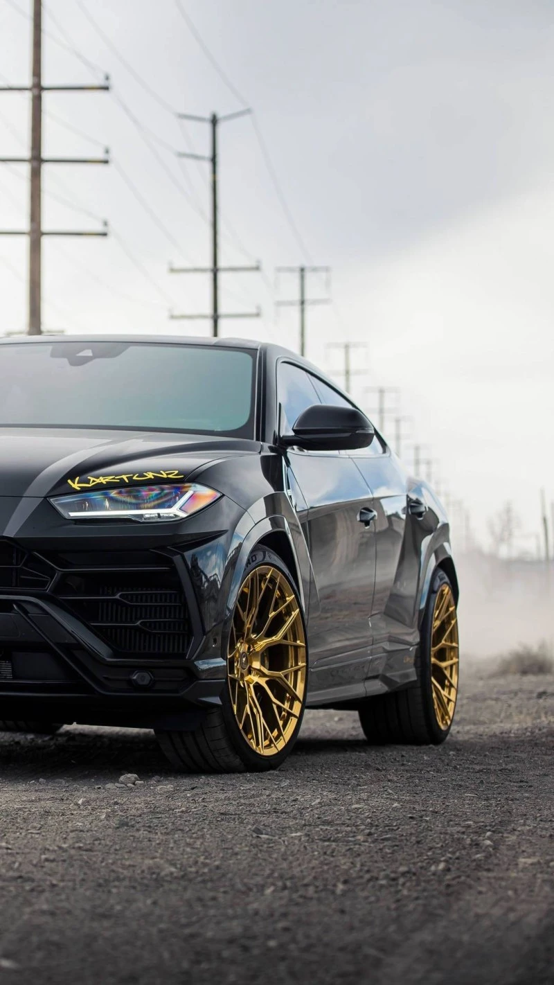 Custom Lamborghini Urus with Gold Rims 4K Mobile Wallpaper