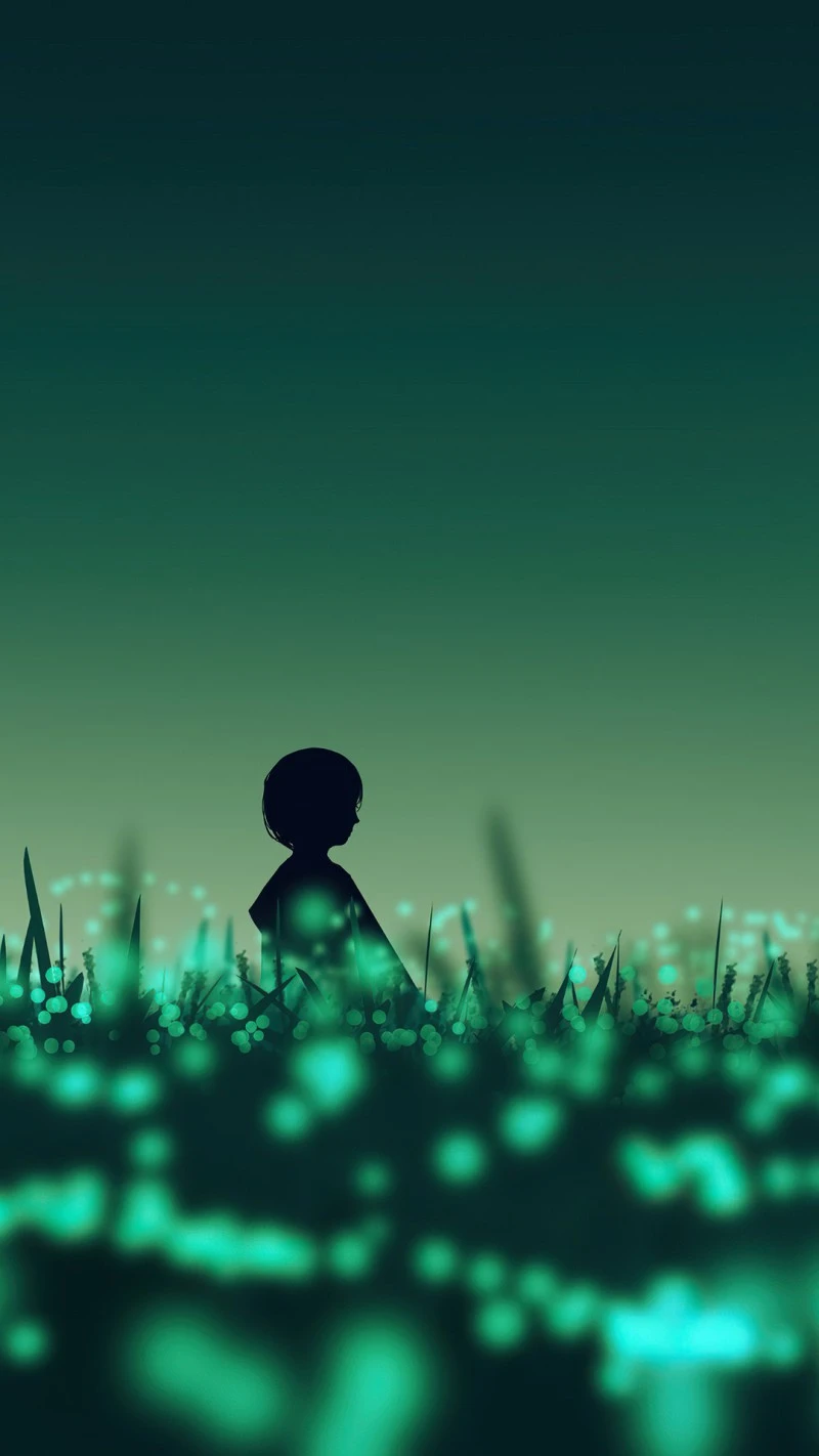 Solitary Figure in a Glowing Field 4K Mobile Wallpaper