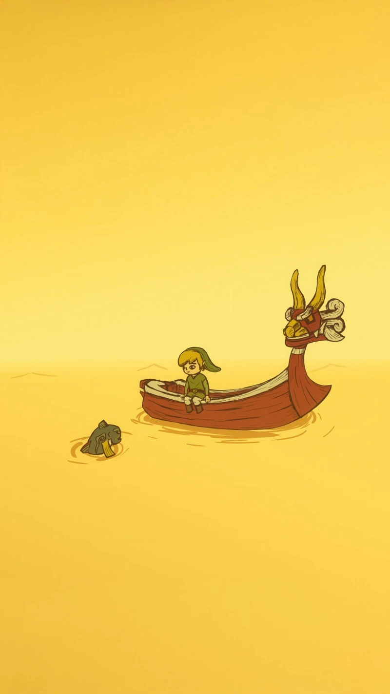 Calm Yellow Scene from The Legend of Zelda Wind Waker 4K Mobile Wallpaper
