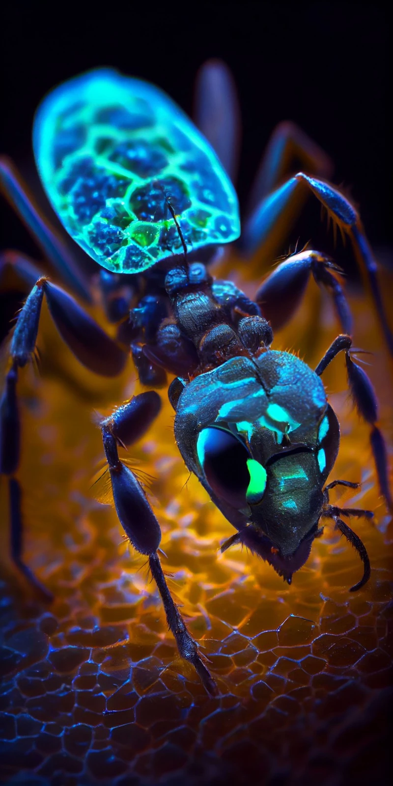 Bio-luminescent Ant 4K Mobile Wallpaper