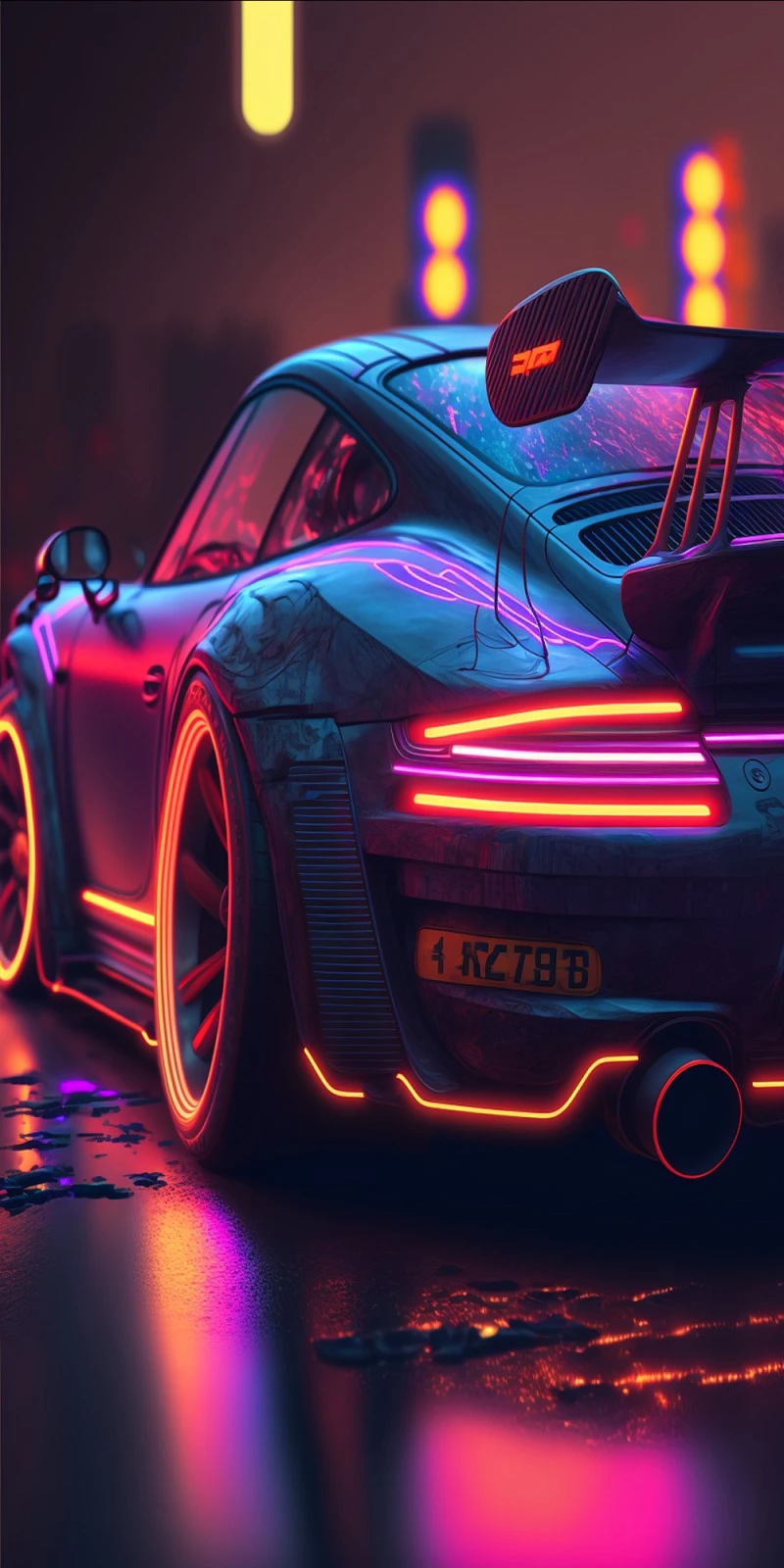 Rainy Night Porsche 4K Mobile Wallpaper