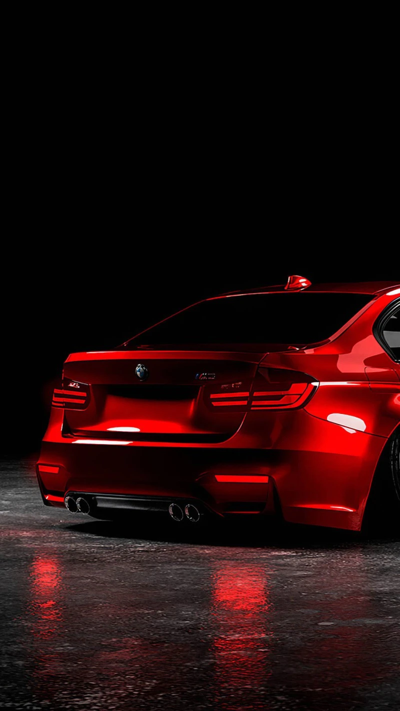 Red BMW M3 Back View 4K Mobile Wallpaper