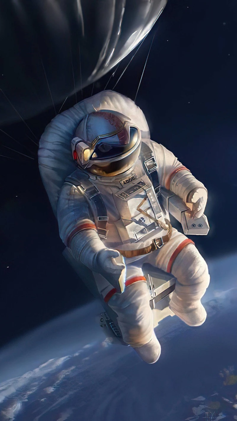 Spacewalk Descent 4K Mobile Wallpaper
