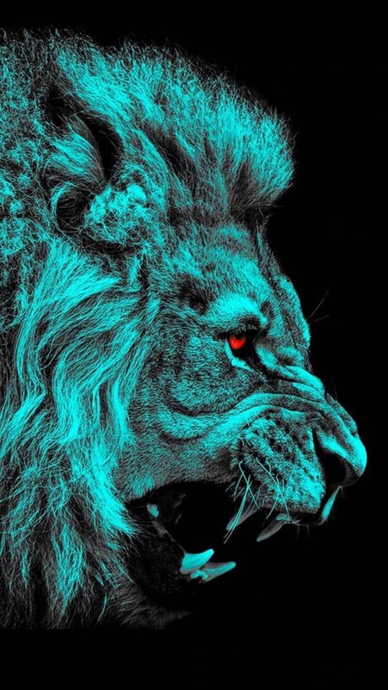 Neon Lion 4K Mobile Wallpaper