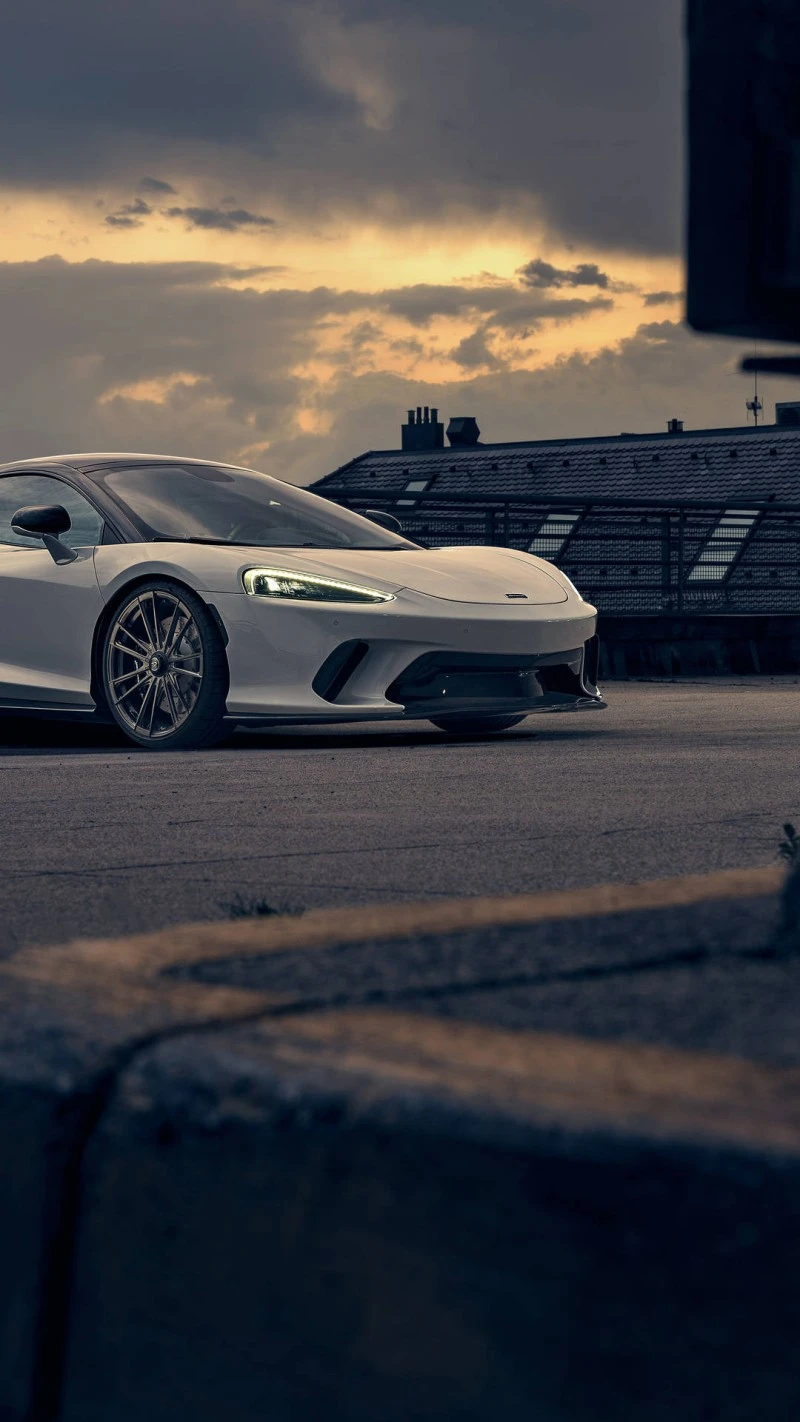 White McLaren 720S at Sunset 4K Mobile Wallpaper