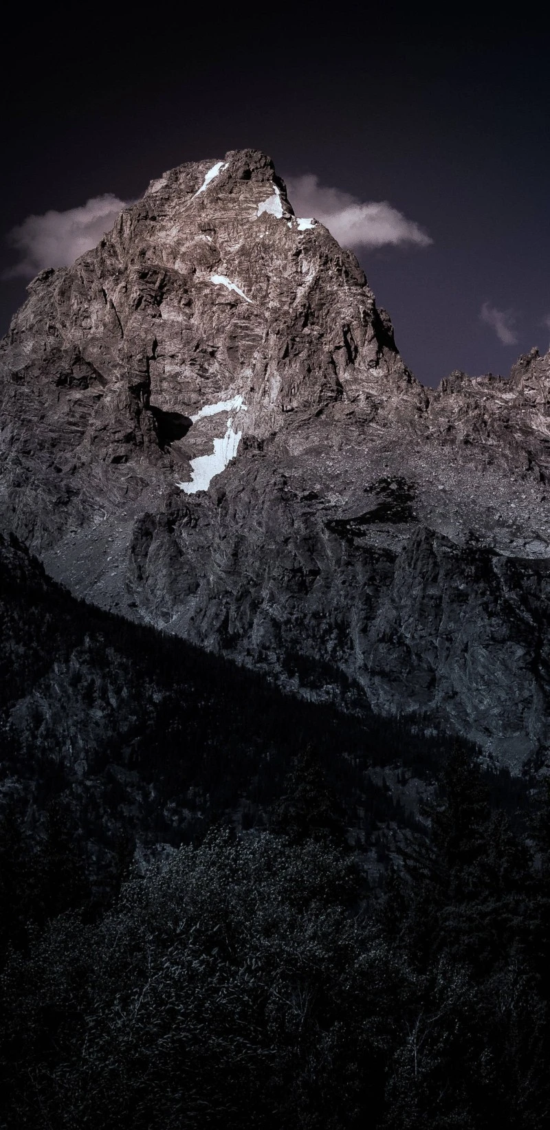 Monochromatic Mountain Peak 4K Mobile Wallpaper