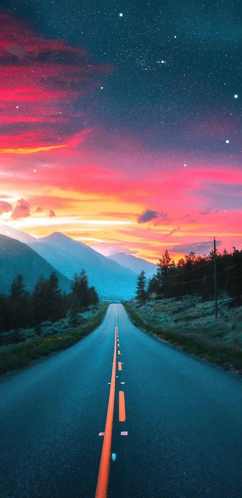 Open Road at Sunset 4K Mobile Wallpaper