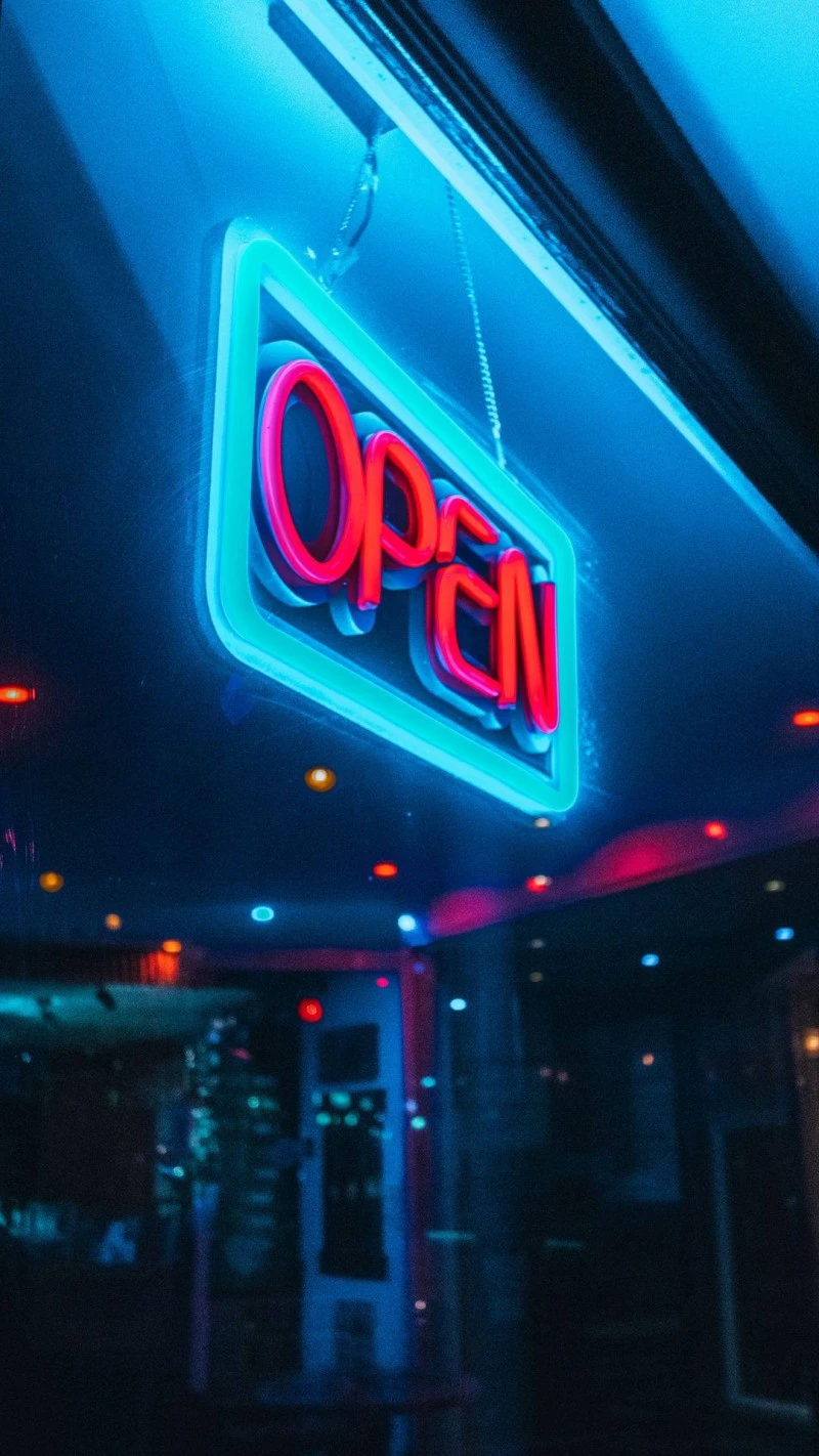 Neon Open Sign 4K Mobile Wallpaper