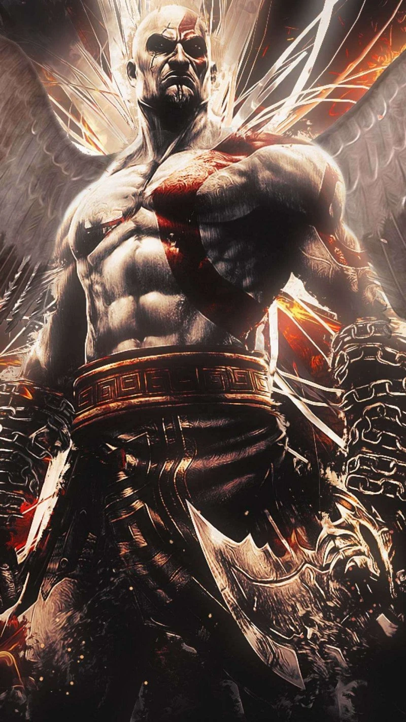 God of War: Kratos with Wings 4K Mobile Wallpaper