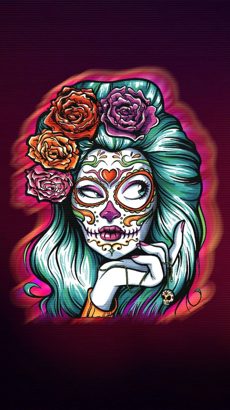Sugar Skull Girl 4K Mobile Wallpaper