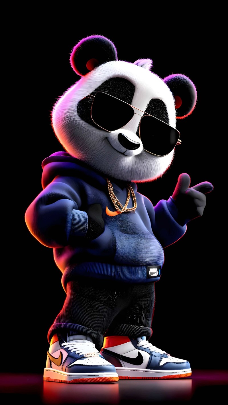 Cool Panda Bear Streetwear Wallpaper Phone Background 4K Panda Wallpaper