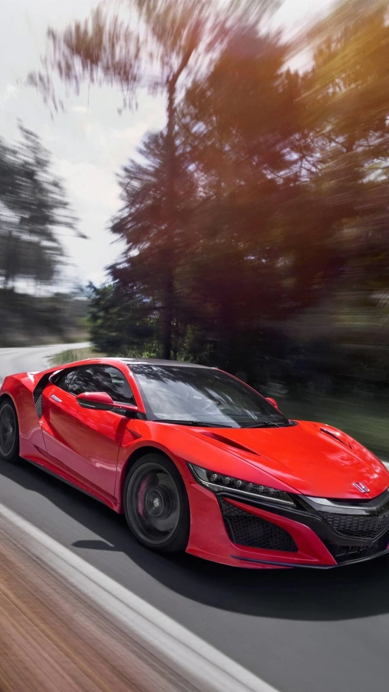 Red Honda NSX in Motion 4K Mobile Wallpaper