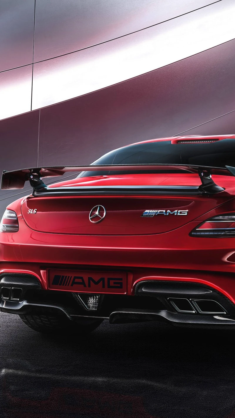 Red Mercedes-AMG SLS Rear View 4K Mobile Wallpaper