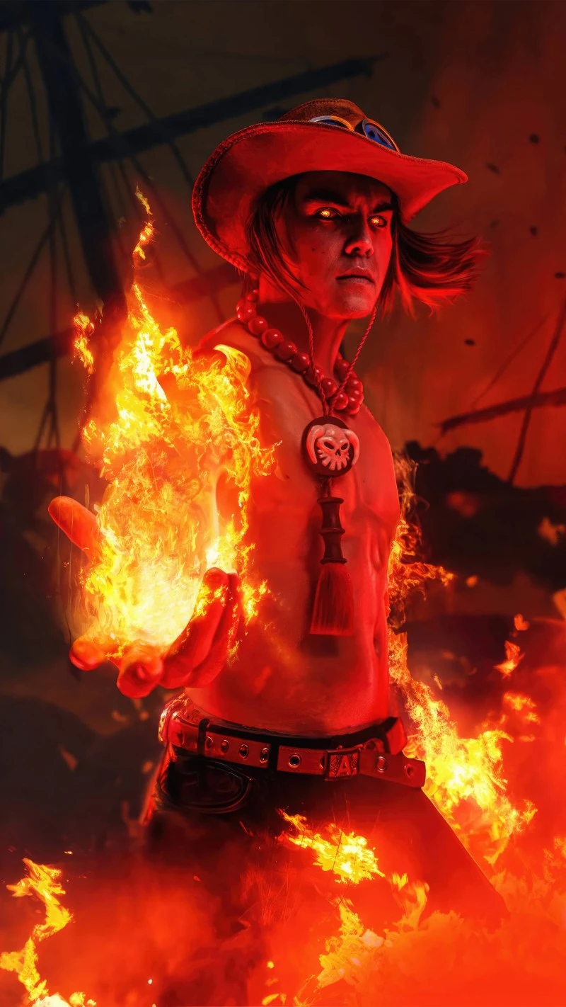 Portgas D. Ace Cosplay 4K Mobile Wallpaper