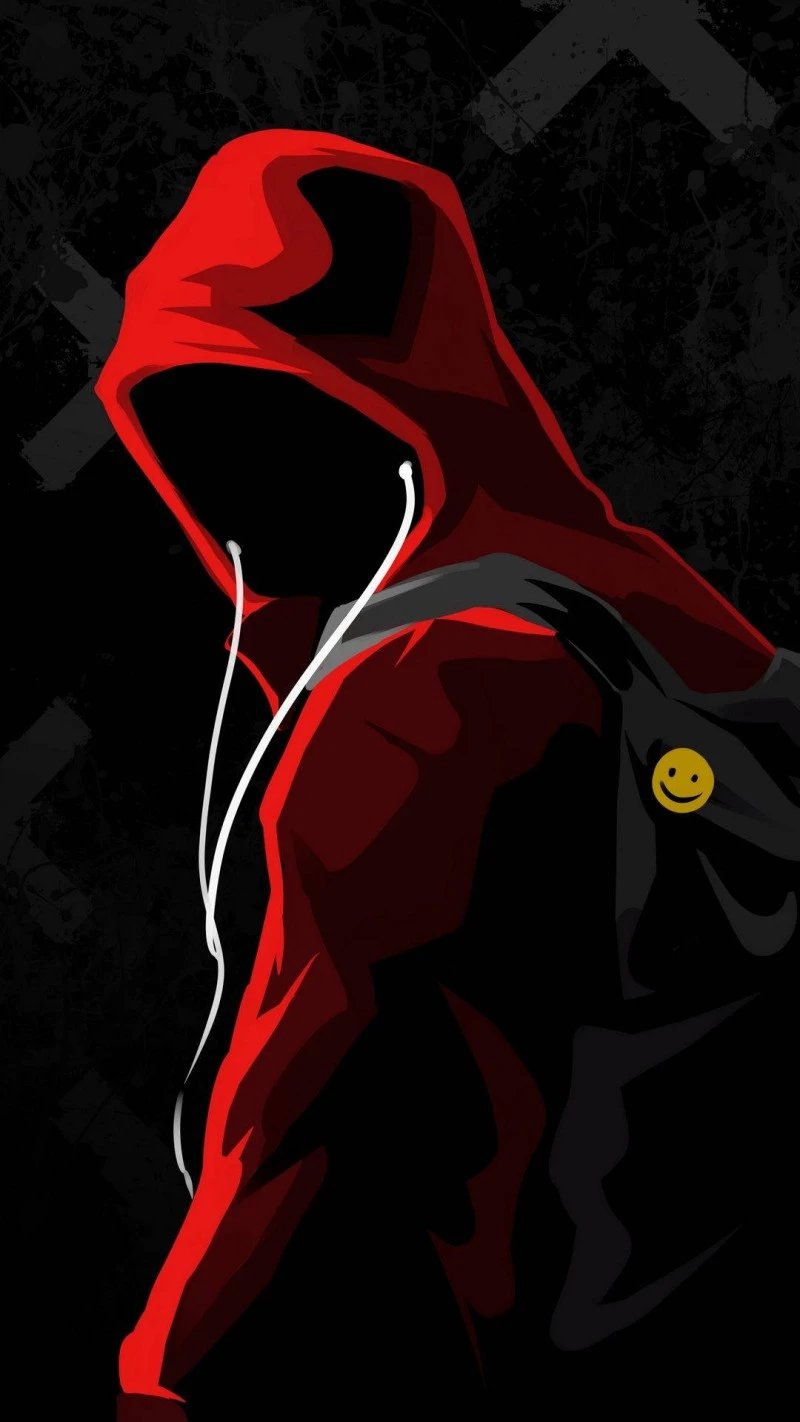 Mysterious Figure in Red Hoodie 4K Mobile Wallpaper