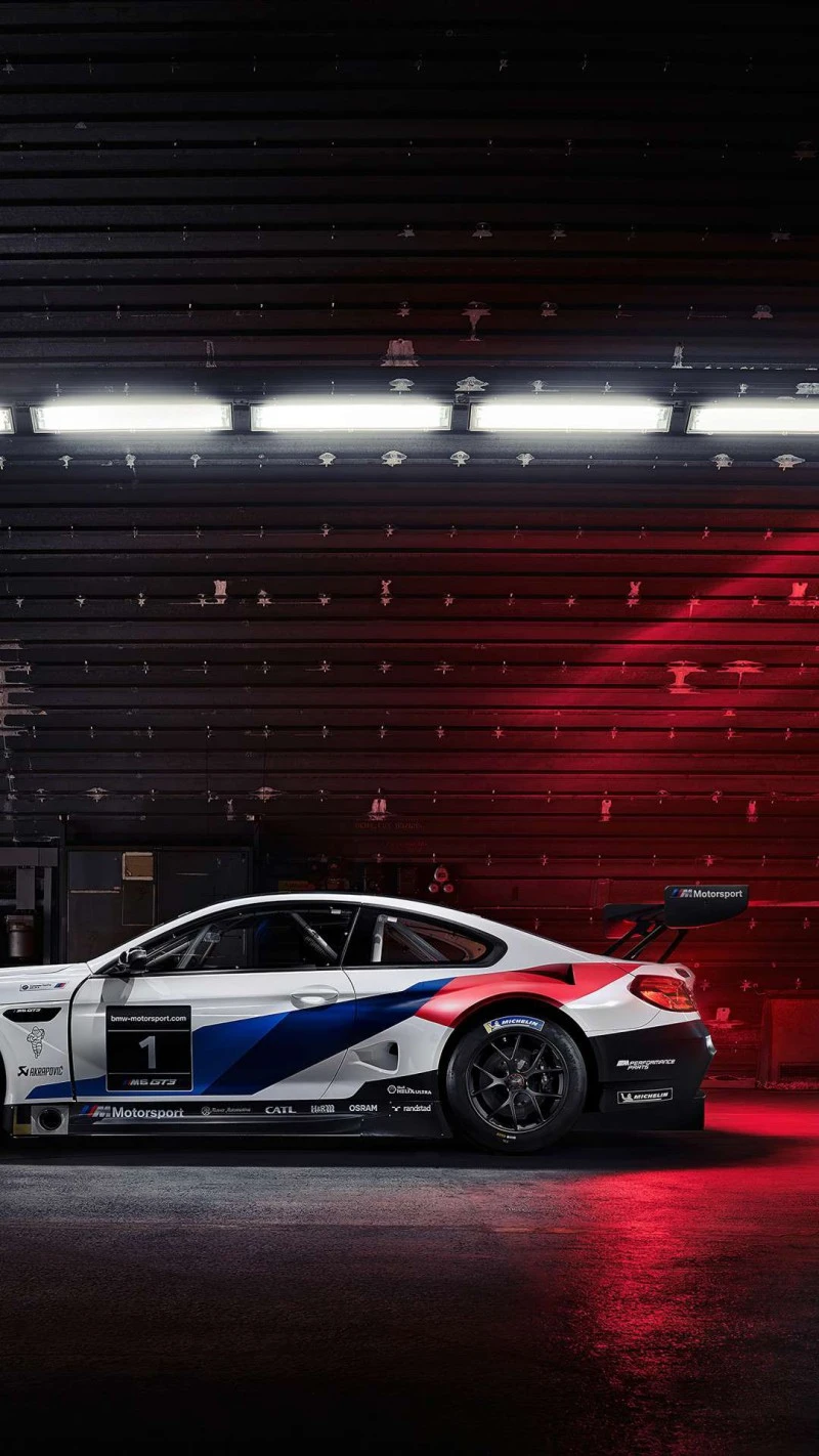 BMW M6 GT3 in the Garage 4K Mobile Wallpaper