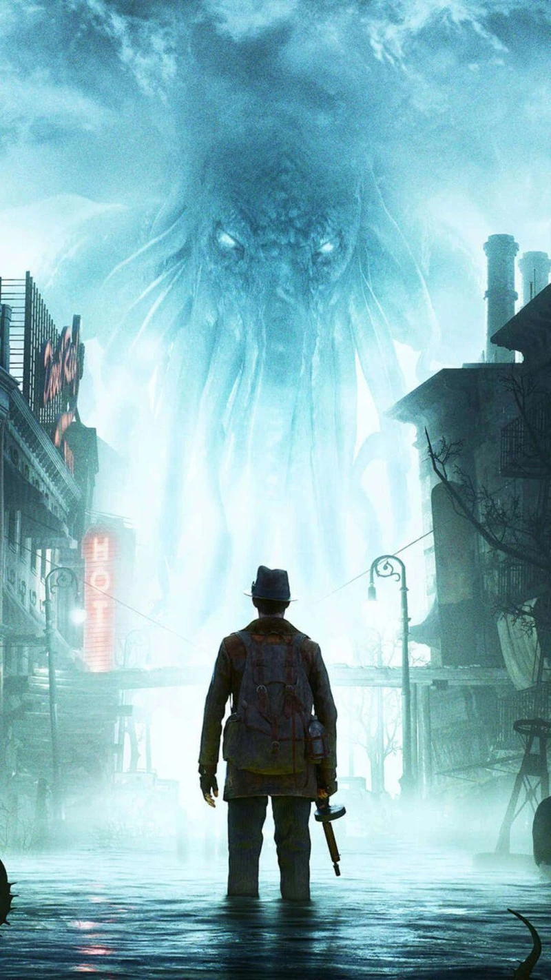 Man Facing the Deep Ones 4K Mobile Wallpaper
