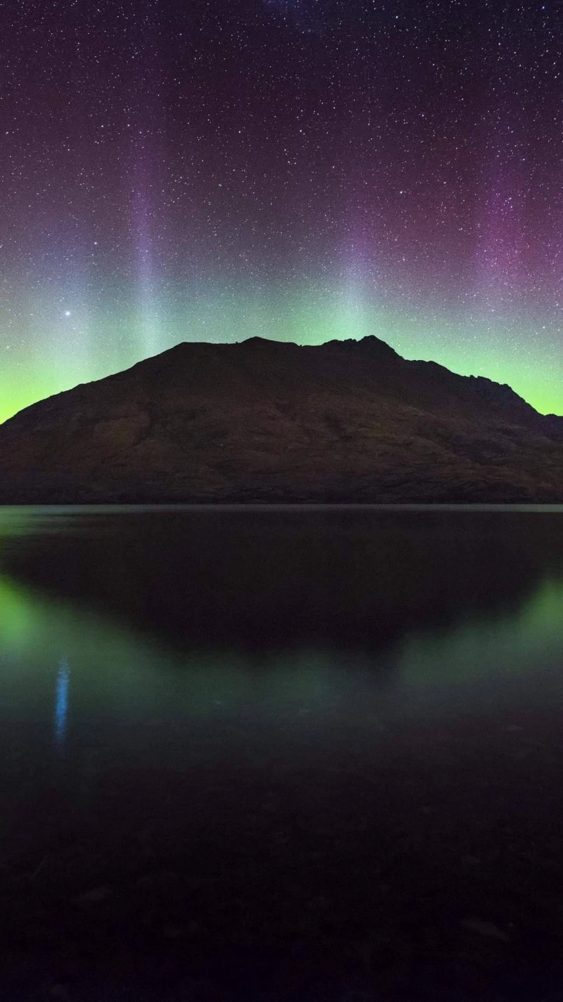 Aurora Borealis over Mountain Lake 4K Mobile Wallpaper