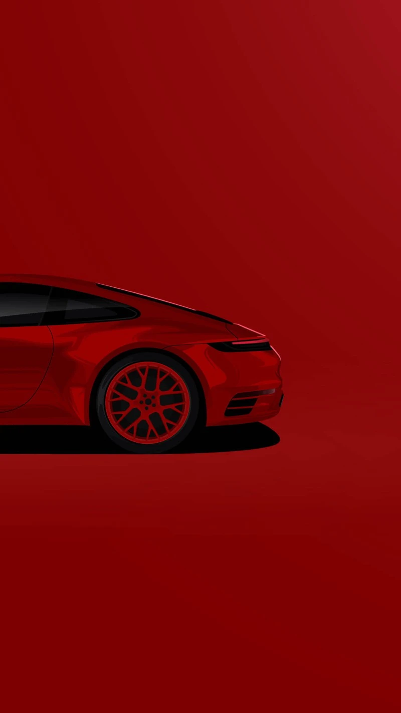 Red Porsche 911 Minimalist Design 4K Mobile Wallpaper