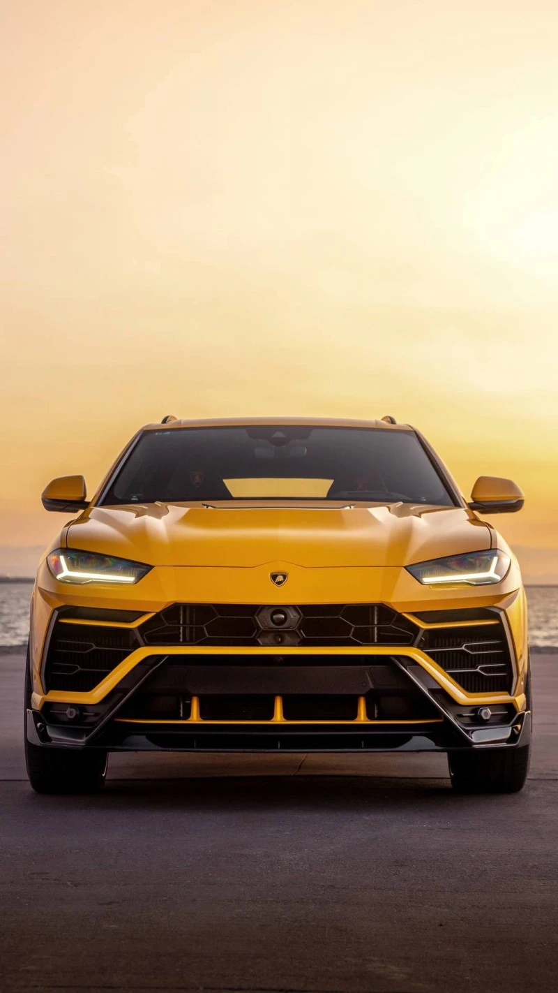 Yellow Lamborghini Urus at Sunset 4K Mobile Wallpaper