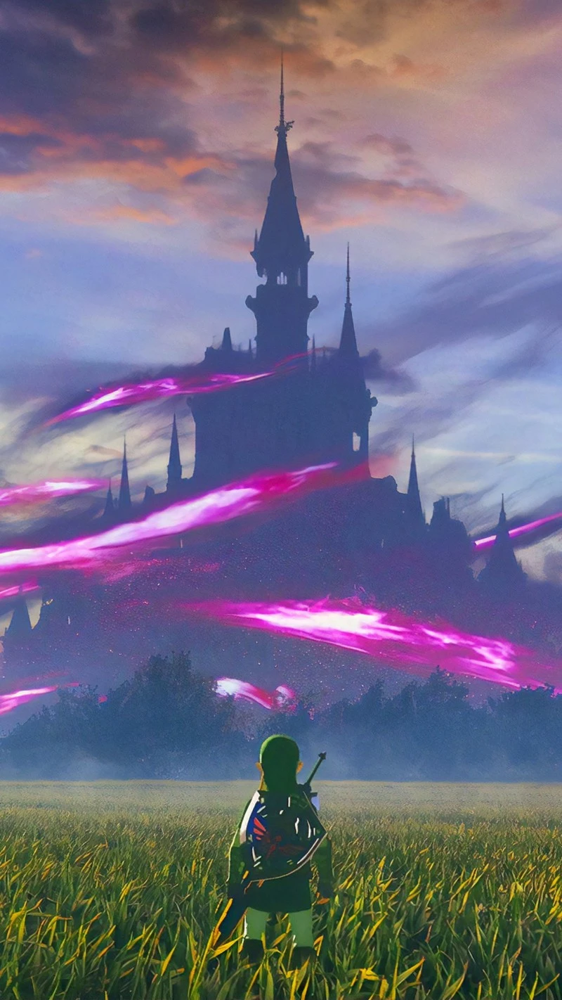 Epic Green Hero Standing Before Dark Castle Wallpaper 4K Mobile Wallpaper