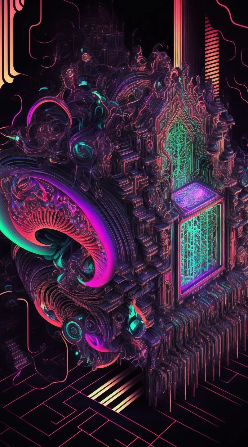 Psychedelic Architectural Structure 4K Mobile Wallpaper