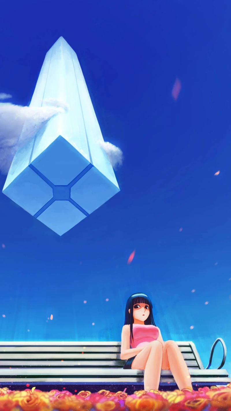 Anime Girl under Obelisk 4K Mobile Wallpaper