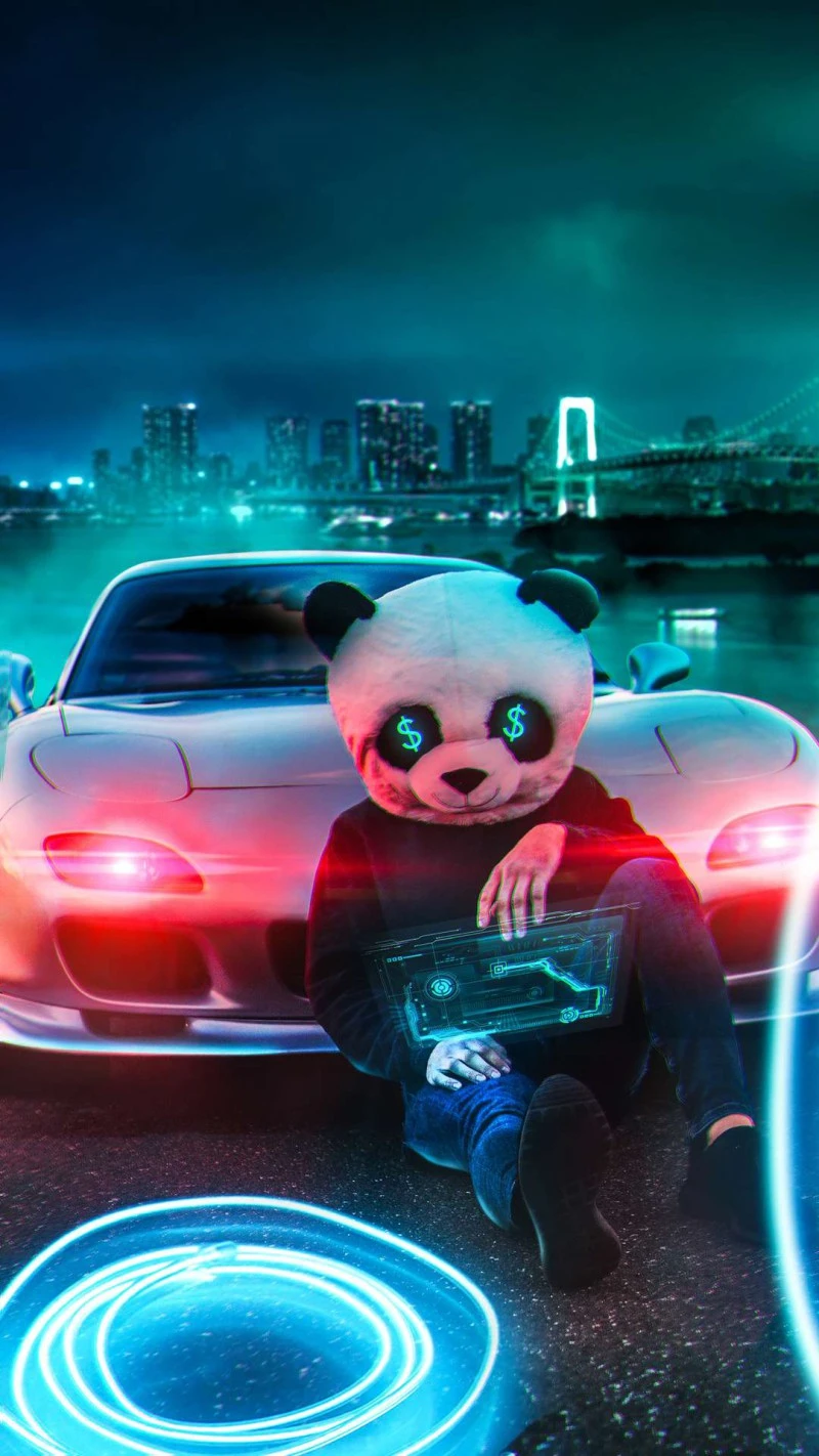 Panda Hacker 4K Mobile Wallpaper