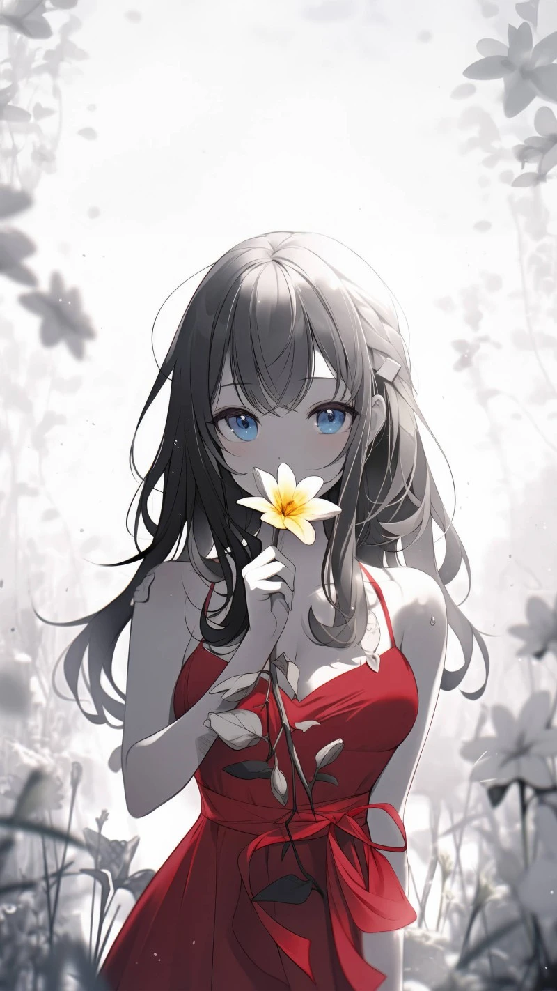 Serene Beauty in Red 4K Mobile Wallpaper