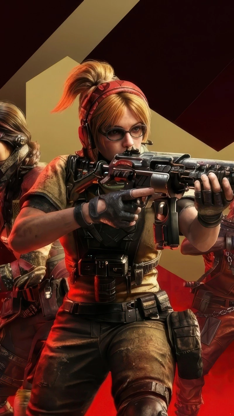 Intense Female Shooter Action 4K Mobile Wallpaper