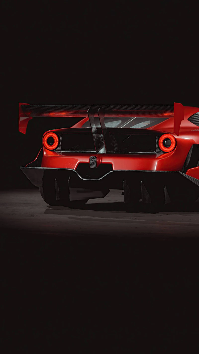 Red Ferrari Race Car Rear View 4K Mobile Wallpaper