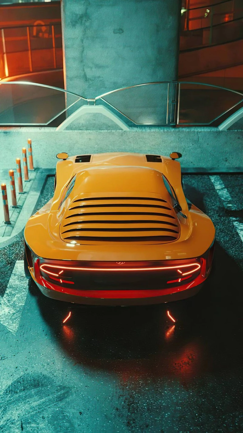 Futuristic Yellow Sports Car 4K Mobile Wallpaper