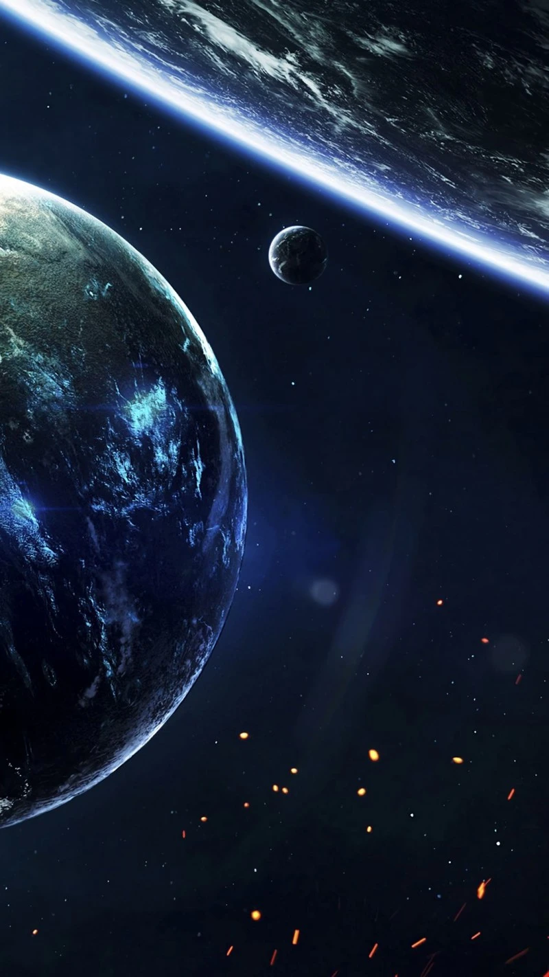 Exoplanet and Moon 4K Mobile Wallpaper
