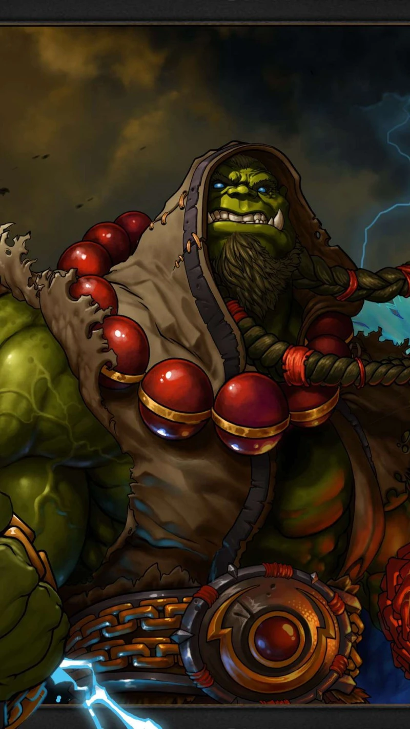 Powerful Orc Shaman 4K Mobile Wallpaper