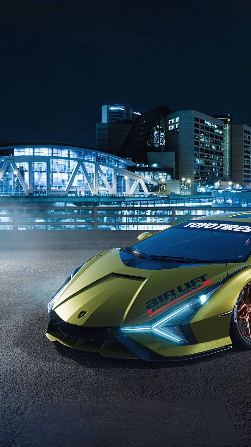 Lamborghini Revuelto in Atlanta at Night 4K Mobile Wallpaper