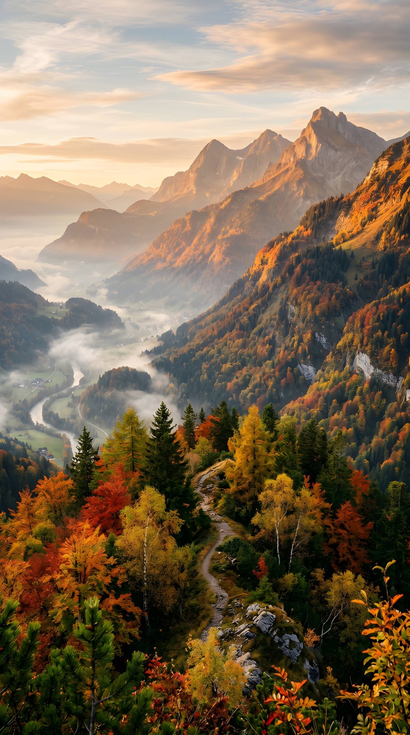 Warm Golden Hour Autumn Mountains 4K Wallpaper 4K Warm Wallpaper