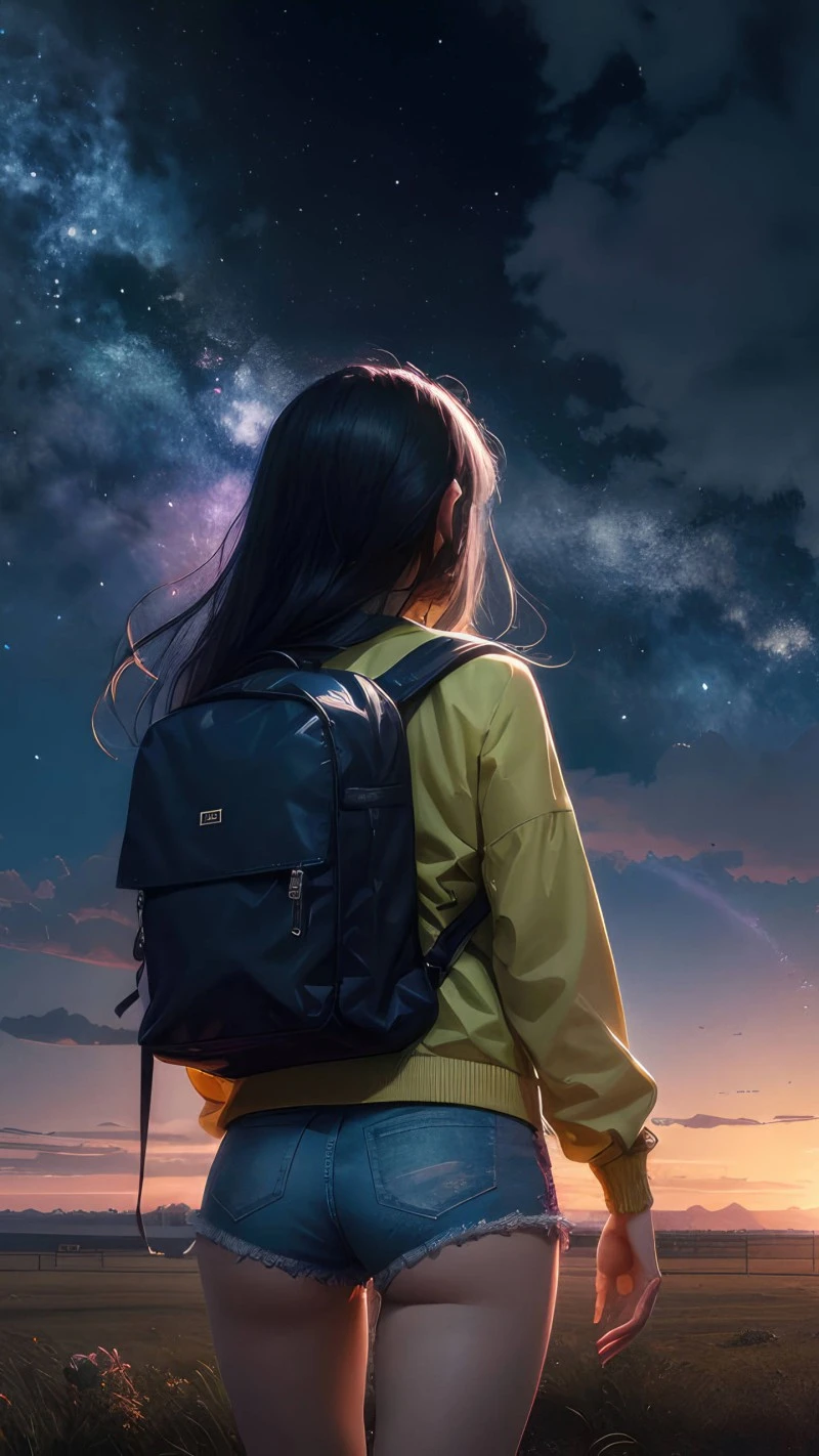Anime Girl Under the Starry Sky 4K Mobile Wallpaper