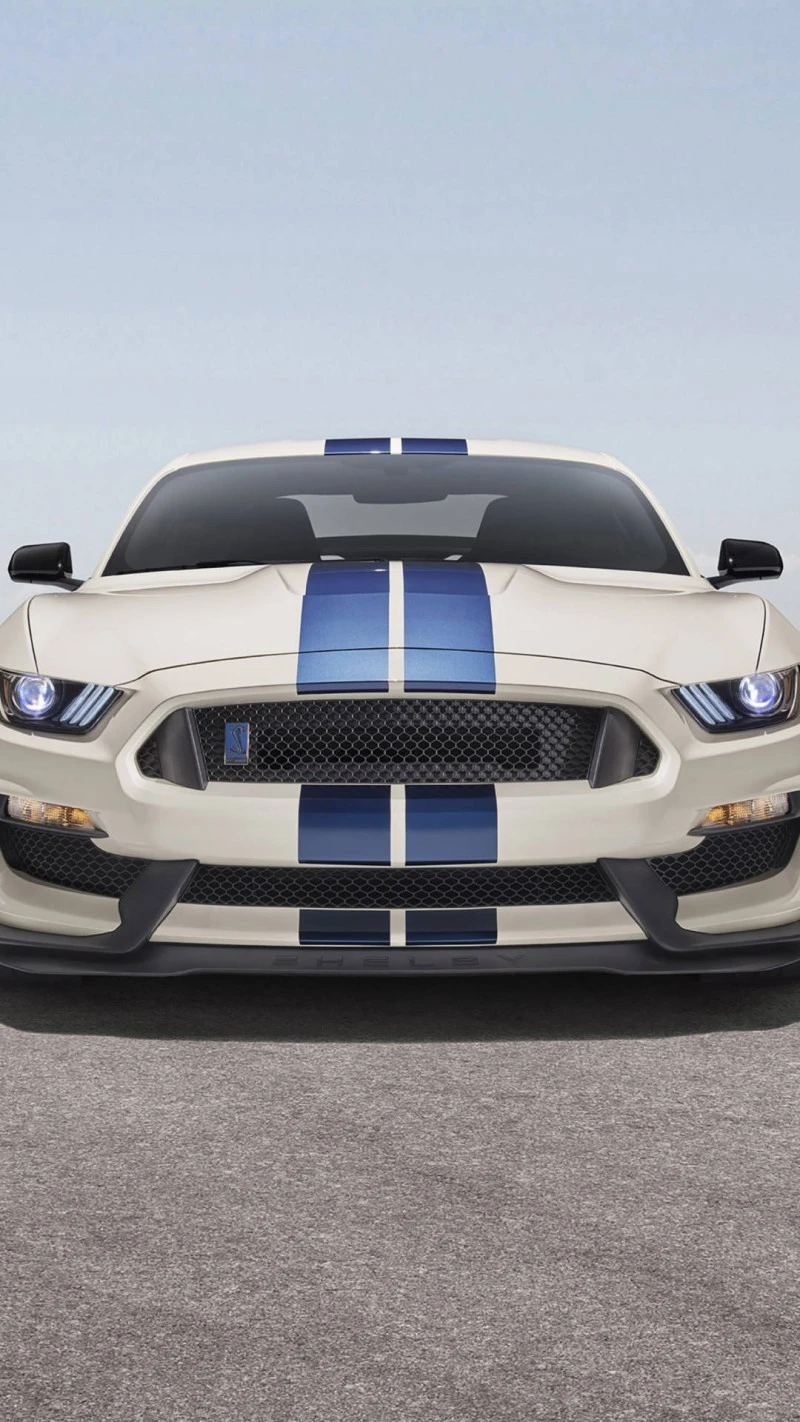 White and Blue Shelby GT500 4K Mobile Wallpaper