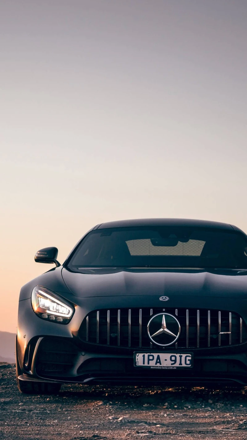Mercedes-AMG GT R: Sunset Silhouette 4K Mobile Wallpaper