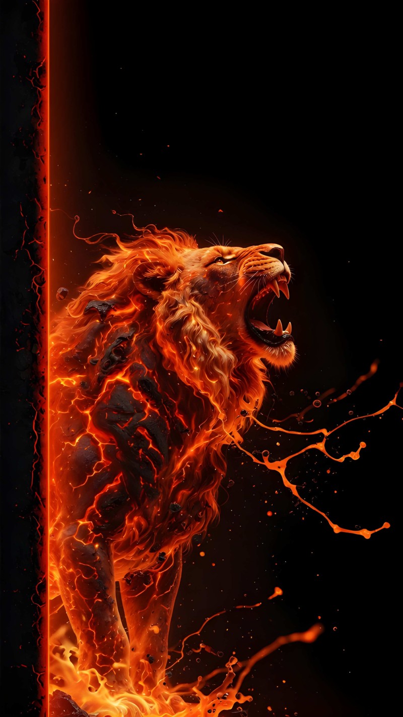 Blazing Lion Flame Wallpaper iPhone Background 4K Fiery Wallpaper