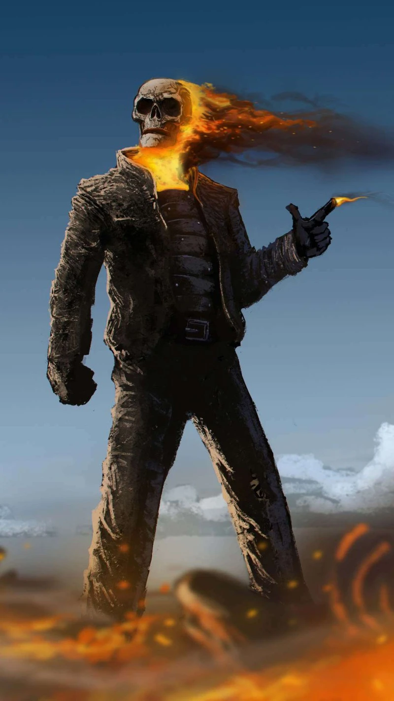 Ghost Rider Fiery Artwork 4K Mobile Wallpaper