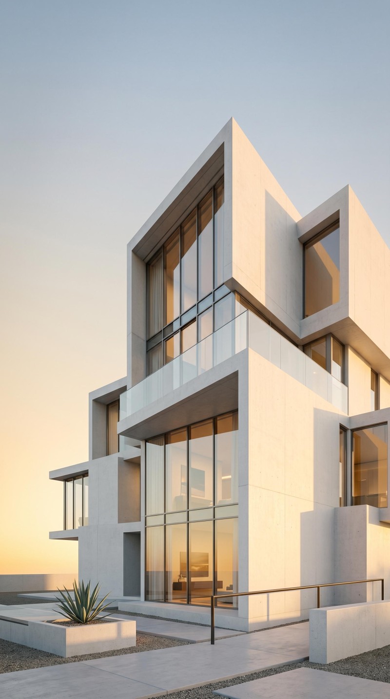 Serene Minimalist Modern Architecture Futuristic House Wallpaper 4K Arch Wallpaper