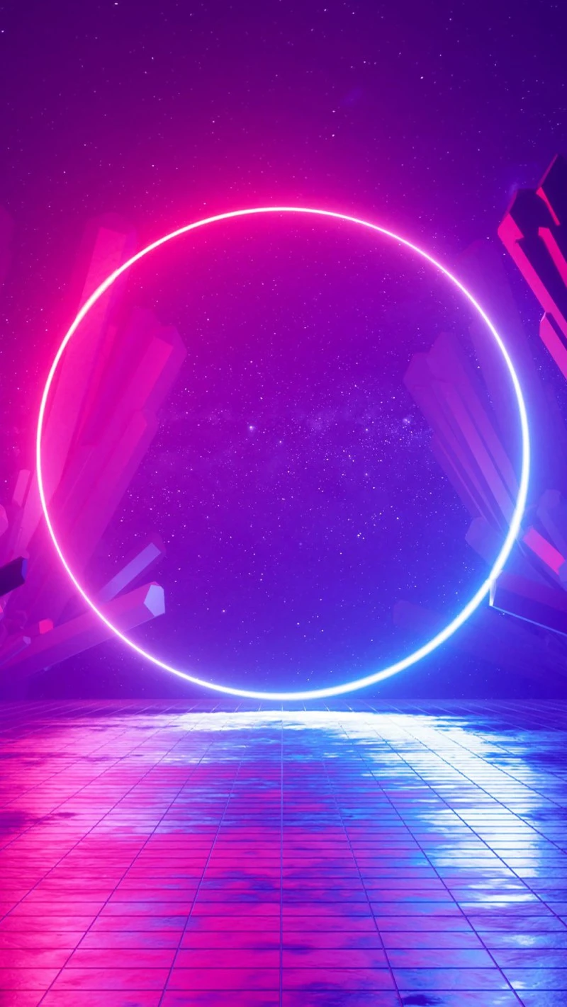 Neon Circle Portal 4K Mobile Wallpaper