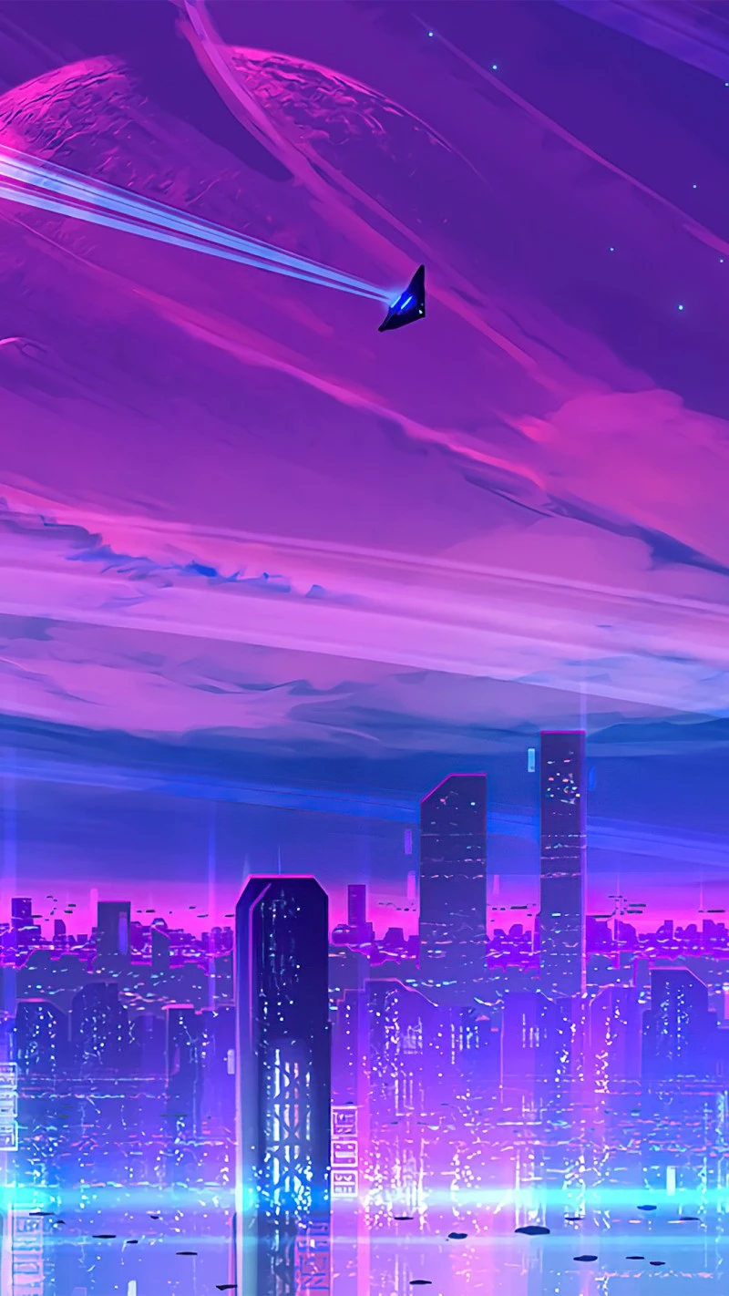 Neon Cityscape 4K Mobile Wallpaper