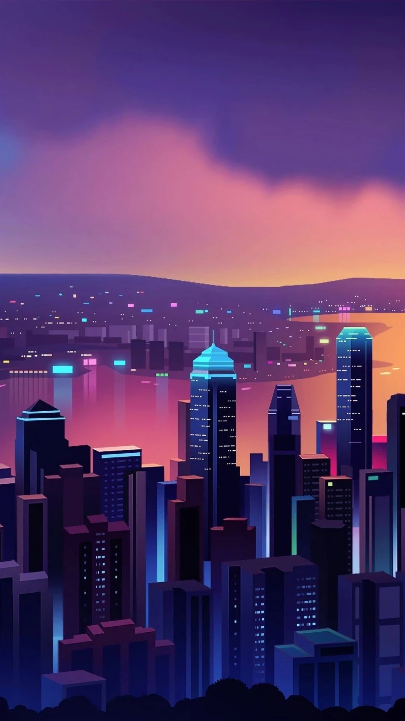 Hong Kong Cityscape at Dusk 4K Mobile Wallpaper