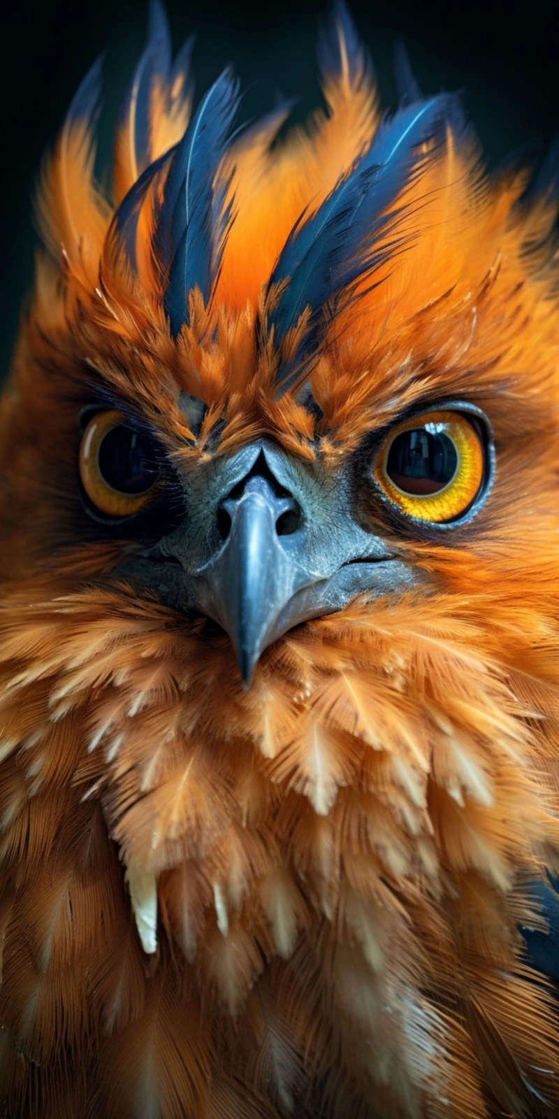 Fiery Owl Portrait 4K Mobile Wallpaper