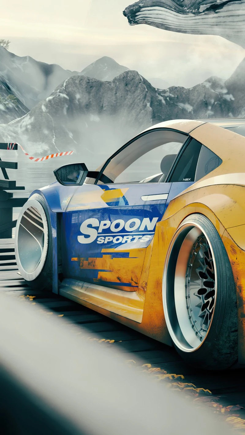 Spoon Sports Modified Honda NSX in Mountain Setting 4K Mobile Wallpaper